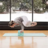 Side Crow Pose on Marbled Foam Blocks - Sea Green, Para Rubber Mat - Alpine
